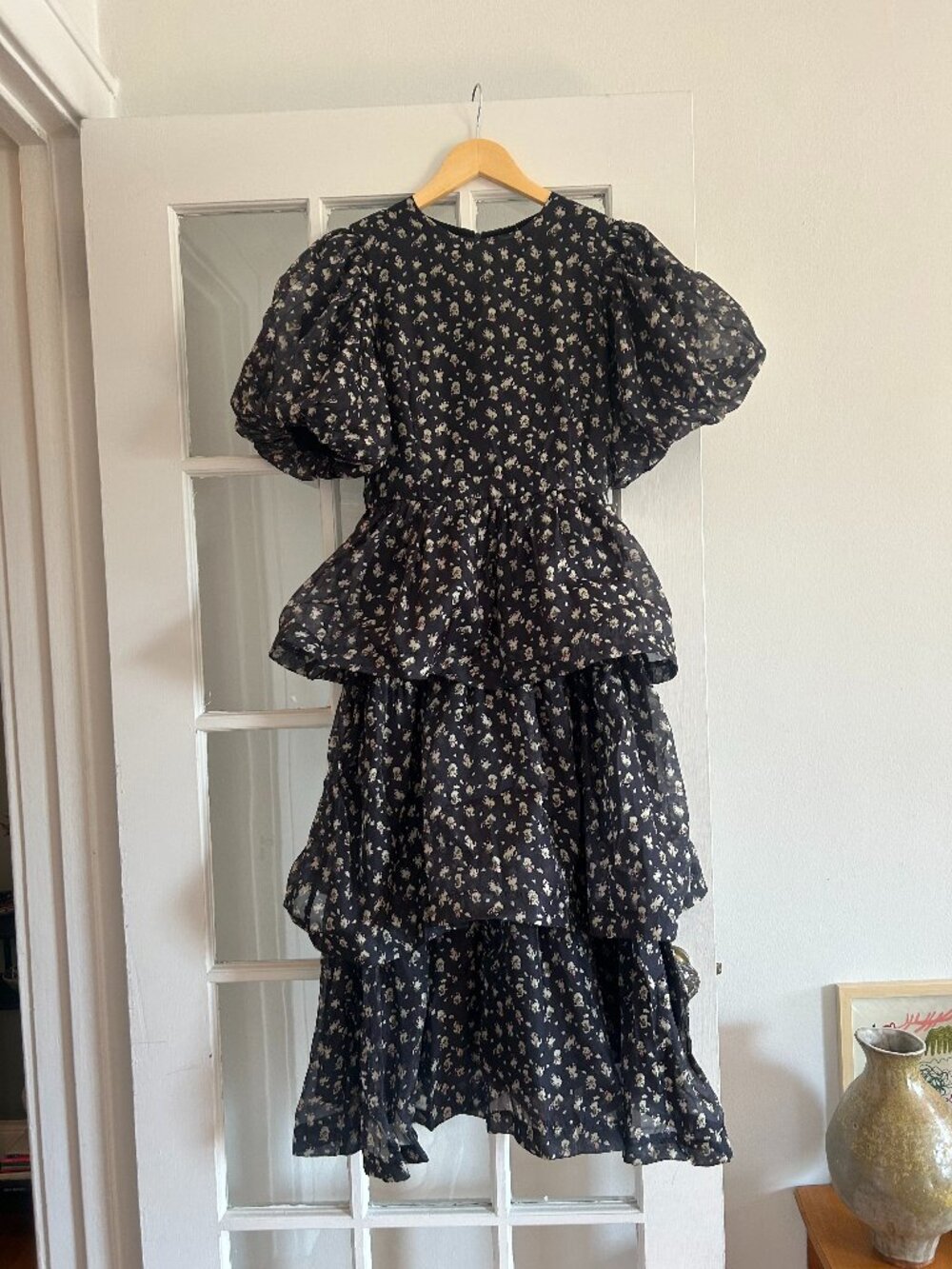 Sister Jane Puff Sleeve Floral Tiered Midi Dress